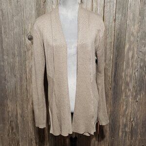 By Design XL Women's Cardigan Sweater Taupe Beige Open Front Stretch Rayon
